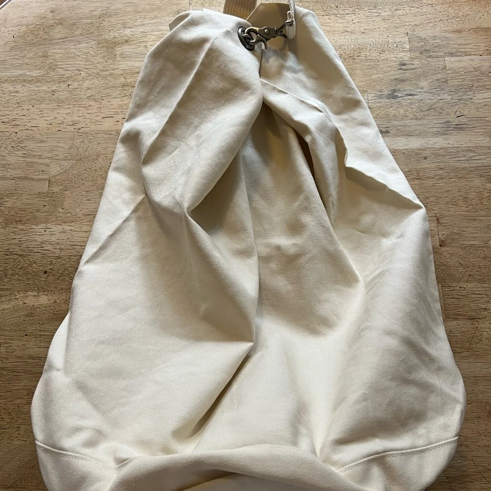 Eddie Bauer NIB XL Cream Canvas Backpack Duffle Army Bag 100% cotton